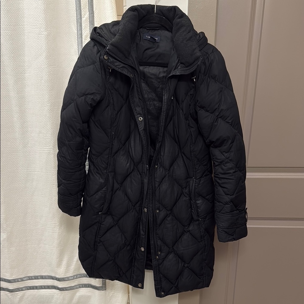 Lands' End Black Puffer Jacket with Quilted Design
